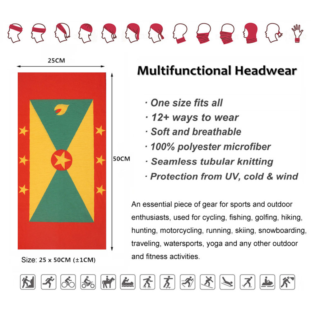 Grenada Flag Pattern Face Band - Running Gear Youtube recensione e prezzo